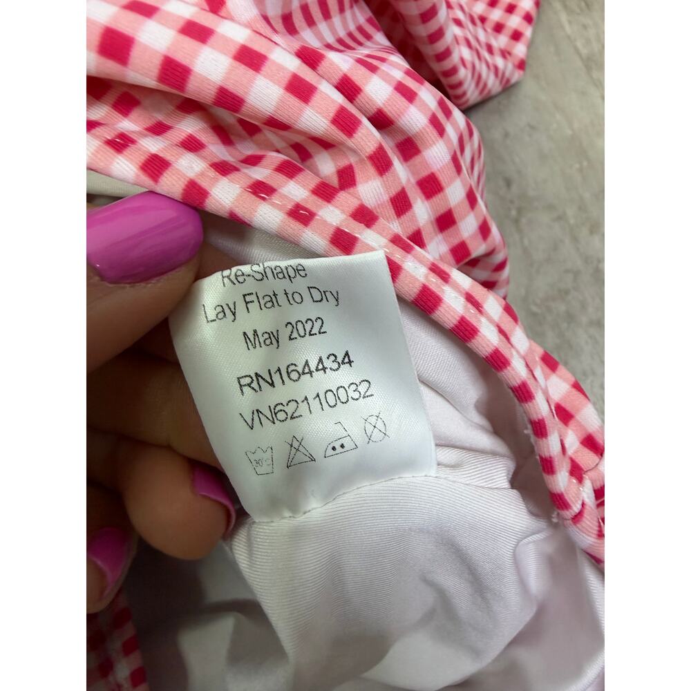 Love & Grow Red Gingham Plaid Ruffle One Piece Swimsuit Size Medium - Picture 5 of 6
